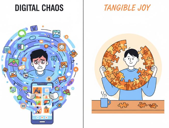 เปรียบเทียบคนที่มีรูปในมือถือเยอะมาก กับคนที่กำลังต่อจิ๊กซอว์อย่างมีความสุข